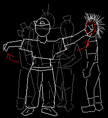 loser flailing arms and whacking punks